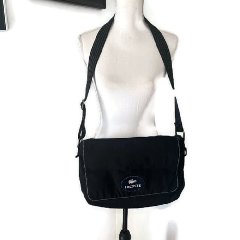 Lacoste Black Messenger Bag for Men